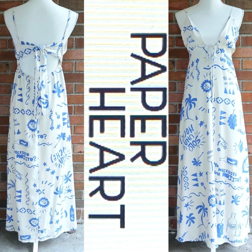 Paper Heart Australia Maxi Sundress Halter Neckline  Sun Beach Cocktails Sz M - Picture 2 of 11